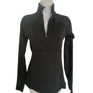 Calla Quarter Zip Top - S black , polyester spandex